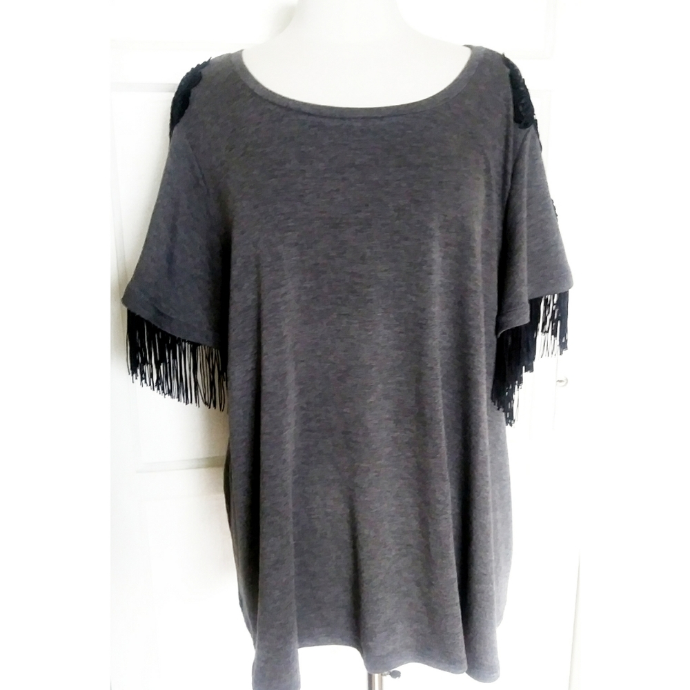 NWT Lane Bryant Lace fringe details Gray b…